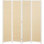 Homcom - paravent intérieur séparateur de pièce pliable 4 panneaux dim. 180l x 180h cm bois pin bambou ... Homcom - paravent intérieur séparateur de pièce pliable 4 panneaux dim. 180l x 180h cm bois pin bambou ...