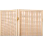 Paravent japonais en bois et bambou tress de 4 pans, coloris naturel - longueur 176 x hauteur 175 x ...