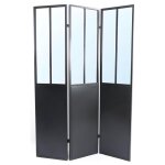 Vente - unique - paravent miroir atelier industriel 3 pans - métal - h. 180 x l. 122 cm - noir - coventry ... Vente - unique - paravent miroir atelier industriel 3 pans - métal - h. 180 x l. 122 cm - noir - coventry ...