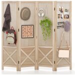 Paravent mural � 4 panneaux, s�parateur de pi�ce pliable de 144 cm, cadre en bois massif, paravent portable ...