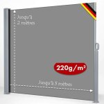 Paravent r�tractable avec support mural, kit de montage inclus, anthracite, 180 x 300 cm