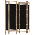 Dcoshop26 - paravent sparateur de pice cloison pliante 5 panneaux 200 cm bambou et toile noir dec031192 ...