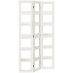 Dcoshop26 - paravent sparateur de pice cloison porte photos 3 panneaux en bois de paulownia blanc ...