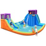 Parc aquatique gonflable double toboggan aquatique avec 4 arroseurs et 2 pistolets � eau et piscine � ...