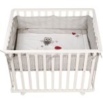 Parc bb 100x75 cm + tapis adam et eule imprim chouette + 4 roues - roba - bois blanc
