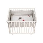 Parc bb 100x75 cm + tapis adam et eule imprim chouette + 4 roues - roba - bois blanc