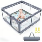 Parc bb 120 x 120 cm avec sac de rangement, hauteur 65 cm, 50 balles interactives, doubles crochets, ...