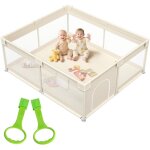 Parc b�b� 175x150cm, aire de jeux s�curis�e pour enfants avec structure en filet, id�al pour une utilisation ...