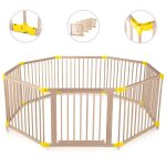 Baby vivo - parc bb en bois 8 lments - rglable individuellement - premium jaune