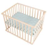 Parc b�b� - roba - 75 x 100 cm - tapis de parc 'roba style' vert givr� inclus - roulettes - bois naturel ...