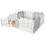 Parc pour chien  8 panneaux avec porte, enclos en hdpe avec motifs d'os mignons, barrire de scurit ...
