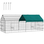 Parc enclos - cage lapin ext�rieur - pawhut - protection solaire et portes verrouillables - fil d'acier ...