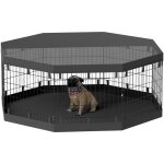 Parc enclos chien modulable intérieur 8 panneaux pliables - porte, bâche bas haut - acier noir Parc enclos chien modulable intérieur 8 panneaux pliables - porte, bâche bas haut - acier noir