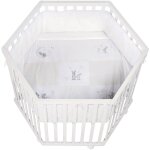 Parc hexagonal - roba - fox & bunny - de la naissance jusqu'a 15 kg - r�glable - roulettes - blanc laqu� ...