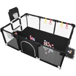 Parc de jeu b�b� xxl 180x120x66cm noir - avec 50 balles + panier de basket & tissu oxford renforc� pliable ...