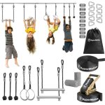 Parcours d'escalade enfant + 3 ans accrobranche - 7 obstacles - barres trap�ze - anneaux - corde � grimper ...