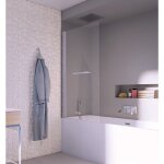 Pare - baignoire 1 volet pivotant 180� paama 150x80 cm verre clair 5 mm argent brillant satin� - atelier ...