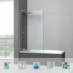 Superban - pare baignoire fixe en verre sécurité transparent ép 6mm anti calcaire, l100h147 cm, profilé ... Superban - pare baignoire fixe en verre sécurité transparent ép 6mm anti calcaire, l100h147 cm, profilé ...