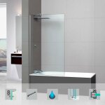 Superban - pare baignoire fixe en verre sécurité transparent ép 8mm anti calcaire, l100h147 cm, profilé ... Superban - pare baignoire fixe en verre sécurité transparent ép 8mm anti calcaire, l100h147 cm, profilé ...