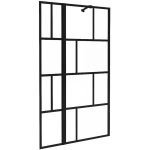 Pare baignoire noir mat au style industriel avec volet pivotant - 120 x 140 cm - obelini