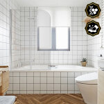 Pare - baignoire pivotant � 180degr� pivotant paroi de douche sanitaire 6mm nano repliable glass 2 parties ...