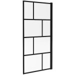 Pare baignoire pivotant style industriel - 90 x 140 cm - noir mat - verre - rivanon