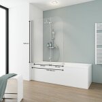 Pare - baignoire pliant 112 x 140 cm, verre 5 mm, paroi de baignoire 2 volets, cran de baignoire pivotant, ...