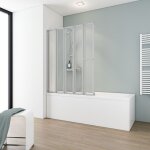 Pare - baignoire pliant 115x140 cm verre synthtique, paroi de baignoire 5 volets cran de baignoire ...