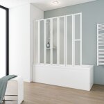 Pare - baignoire pliant 159x140 cm verre synthtique, paroi de baignoire 7 volets cran de baignoire ...
