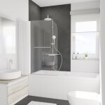 Pare - baignoire pliant 80 x 140 cm, verre 5 mm anticalcaire, profil blanc, paroi de baignoire 1 volet, ...