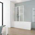 Pare - baignoire pliant, paroi - cran de baignoire 3 volets, pivotant, profil blanc schulte verre transparen ...