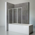 Pare - baignoire pliant, pivotant, 127 x 120 cm, sans percer schulte 3 volets, verre transparent 3 mm, ...