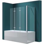 Mai&mai - pare - baignoire transparent 70x130x140cm 4 volets paroi de douche pour baignoire en verre ...