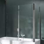 Mai&mai - pare - baignoire transparent 80x120x140cm 3 volets paroi de douche pour baignoire en verre ...