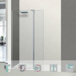 Pare douche fixe avec dflecteur droit en verre scurit transparent p 6mm easy clean, l(83 + 32)115h195 ...