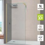 Superban - pare douche fixe en verre scurit transparent p 6mm anti calcaire, l. 100h. 195 cm, profil ...