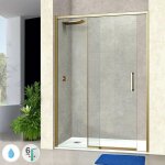 Superban - pare douche porte coulissante droite en verre p 6mm l96 / 100h195 cm, profil or vzannes ...