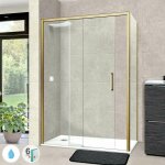 Pare douche porte coulissante et paroi latrale droite, l. 100 / 104l. 80h195 cm, verre 6mm scurit easy ...