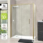 Pare douche porte coulissante et paroi latrale droite, l. 160 / 164l. 80h195 cm, verre 6mm scurit easy ...