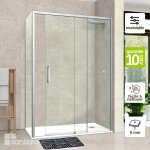 Pare douche porte coulissante et paroi lat�rale gauche, l. 100 / 104l. 80h195 cm, verre 6mm s�curit easy ...