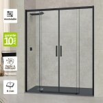 Superban - pare douche portes coulissantes en verre p 6mm l140 / 144h195 cm, profil noir mat vzannes ...
