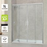 Superban - pare douche portes coulissantes en verre p 6mm l176 / 180h195 cm, profil noir mat vzannes ...