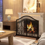 Pare - feu chemin�e 105x40x80. 5cm design �l�gant acier ptes magn�tiques noir