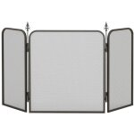 Pare - feu chemine 3 panneaux pliant - protection tincelles - mtal noir - 96 x 56 x 25 (cm)