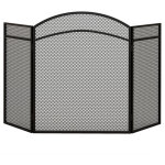 Pare - feu cheminée pliable 3 panneaux métal maille losange noir Pare - feu cheminée pliable 3 panneaux métal maille losange noir