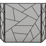 Pare - feu chemine pole design graphique - 3 volets pliables - dim. 135l x 1, 2l x 85h cm - acier mtal ...