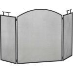 Pare - feu chemine pole - pare - tincelles 3 volets pliables - dim. 128l x 2l x 76h cm - mtal noir ...