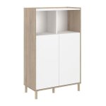 Parisot - bahut haut - morphos - d�cor blanc / chene - 2 portes