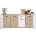 Parisot - buffet bas - loft - chene / blanc - 3 portes - 3 tiroirs