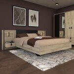 Parisot - lit avec 2 chevets - kieran - 160 x 200 cm - chene / noir